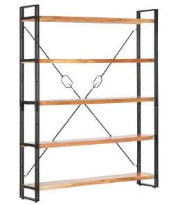 vidaXL 5-Tier Bookcase 140x30x180 cm Solid Acacia Wood