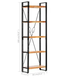 vidaXL 5-Tier Bookcase 60x30x180 cm Solid Acacia Wood