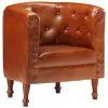 vidaXL Tub Chair Brown Real Leather vidaXL Tub Chair Brown Real Leather