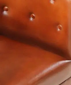 vidaXL Tub Chair Brown Real Leather