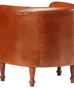 vidaXL Tub Chair Brown Real Leather