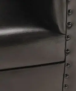 vidaXL Tub Chair Black Real Leather