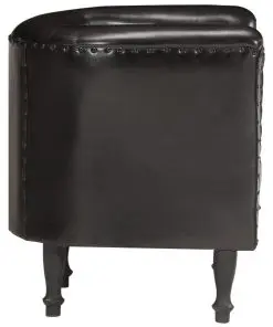 vidaXL Tub Chair Black Real Leather