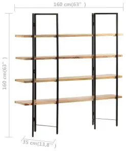 vidaXL 4-Tier Bookcase 160x35x160 cm Solid Mango Wood