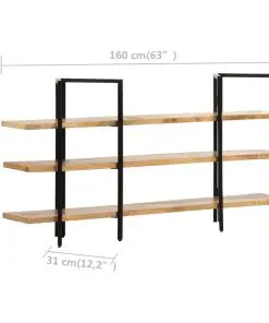 vidaXL 3-Tier Bookcase 160x31x80 cm Solid Mango Wood