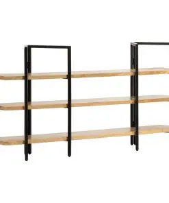 vidaXL 3-Tier Bookcase 160x31x80 cm Solid Mango Wood