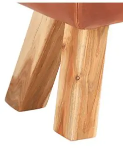 vidaXL Vintage Turnbock Bench with Handles Real Goat Leather