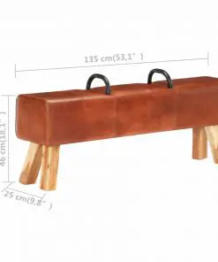 vidaXL Vintage Turnbock Bench with Handles Real Goat Leather