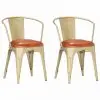 vidaXL Dining Chairs 2 pcs Brown Real Leather