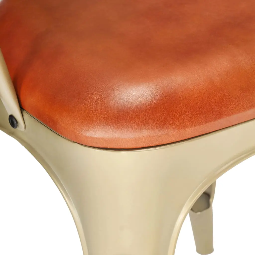 vidaXL Dining Chairs 2 pcs Brown Real Leather
