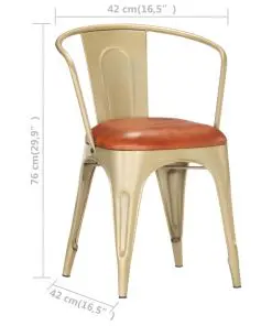 vidaXL Dining Chairs 2 pcs Brown Real Leather