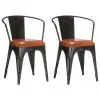vidaXL Dining Chairs 2 pcs Brown Real Leather vidaXL Dining Chairs 2 pcs Brown Real Leather