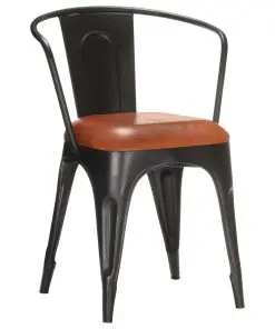 vidaXL Dining Chairs 2 pcs Brown Real Leather