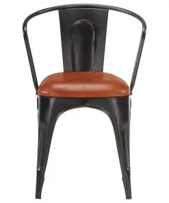 vidaXL Dining Chairs 2 pcs Brown Real Leather