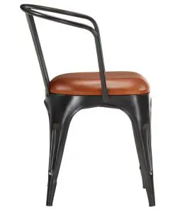 vidaXL Dining Chairs 2 pcs Brown Real Leather