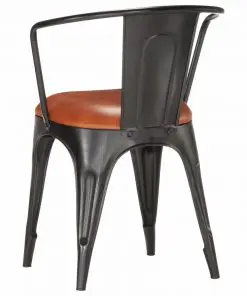 vidaXL Dining Chairs 2 pcs Brown Real Leather
