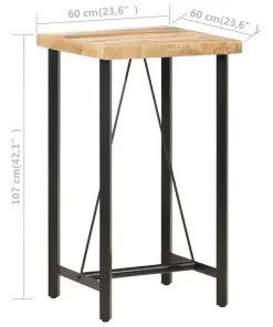 vidaXL Bar table 60x60x107 cm Rough Mango Wood