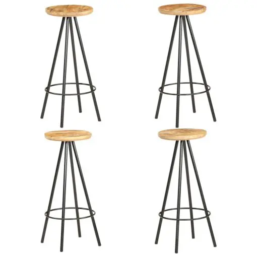 vidaXL Bar Stools 4 pcs Rough Mango Wood