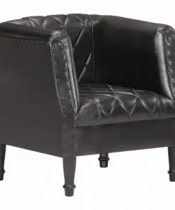 vidaXL Tub Chair Black Real Goat Leather