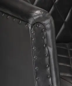 vidaXL Tub Chair Black Real Goat Leather