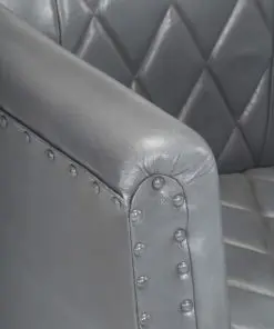 vidaXL Tub Chair Grey Real Goat Leather