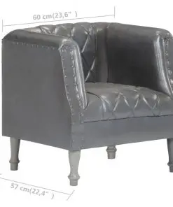 vidaXL Tub Chair Grey Real Goat Leather