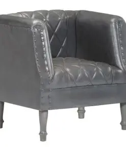 vidaXL Tub Chair Grey Real Goat Leather