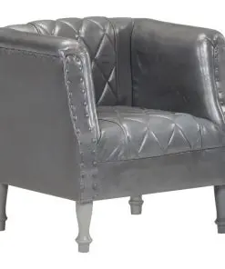 vidaXL Tub Chair Grey Real Goat Leather