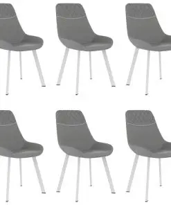 vidaXL Dining Chairs 6 pcs Light Grey Faux Leather