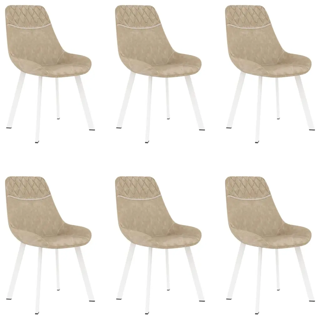 vidaXL Dining Chairs 6 pcs Cream Faux Leather
