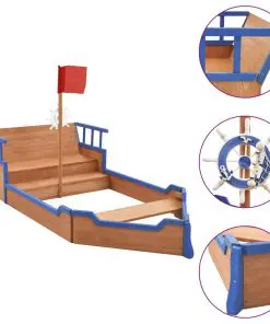 vidaXL Sandbox Pirate Ship Firwood 190×94.5×136 cm