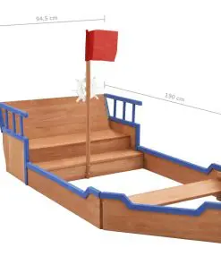 vidaXL Sandbox Pirate Ship Firwood 190×94.5×136 cm