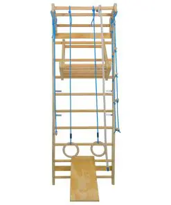 vidaXL Indoor Climbing Playset with Ladders Rings Slide Wood