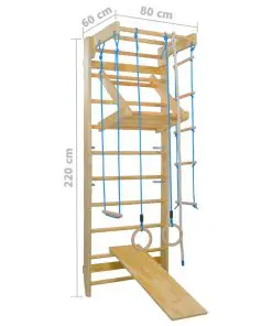 vidaXL Indoor Climbing Playset with Ladders Rings Slide Wood
