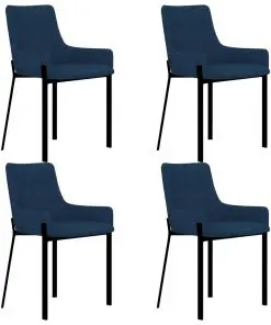 vidaXL Dining Chairs 4 pcs Blue Fabric