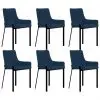 vidaXL Dining Chairs 6 pcs Blue Fabric
