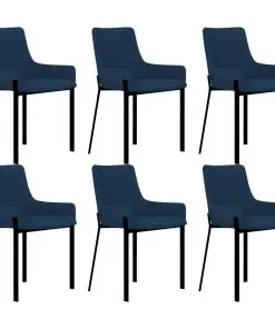 vidaXL Dining Chairs 6 pcs Blue Fabric