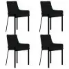 vidaXL Dining Chairs 4 pcs Black Fabric