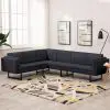 vidaXL Corner Sofa Dark Grey Fabric vidaXL Corner Sofa Dark Grey Fabric