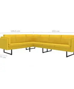vidaXL Corner Sofa Yellow Fabric
