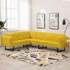vidaXL Corner Sofa Yellow Fabric