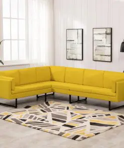 vidaXL Corner Sofa Yellow Fabric