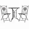 vidaXL 3 Piece Mosaic Bistro Set Ceramic Tile Grey vidaXL 3 Piece Mosaic Bistro Set Ceramic Tile Grey