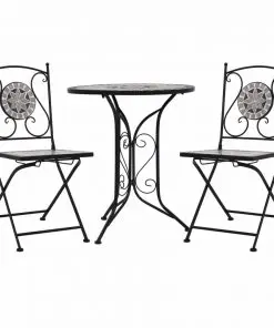 vidaXL 3 Piece Mosaic Bistro Set Ceramic Tile Grey