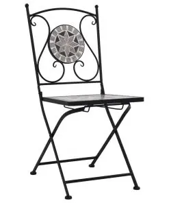 vidaXL 3 Piece Mosaic Bistro Set Ceramic Tile Grey
