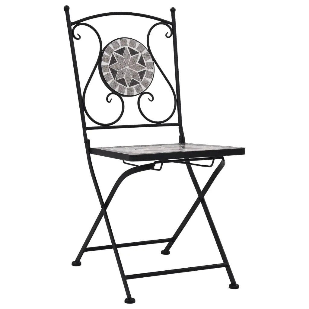 vidaXL 3 Piece Mosaic Bistro Set Ceramic Tile Grey