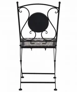 vidaXL 3 Piece Mosaic Bistro Set Ceramic Tile Grey