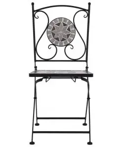 vidaXL 3 Piece Mosaic Bistro Set Ceramic Tile Grey