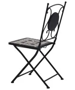 vidaXL 3 Piece Mosaic Bistro Set Ceramic Tile Grey