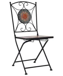 vidaXL 3 Piece Mosaic Bistro Set Ceramic Tile Orange/Grey
